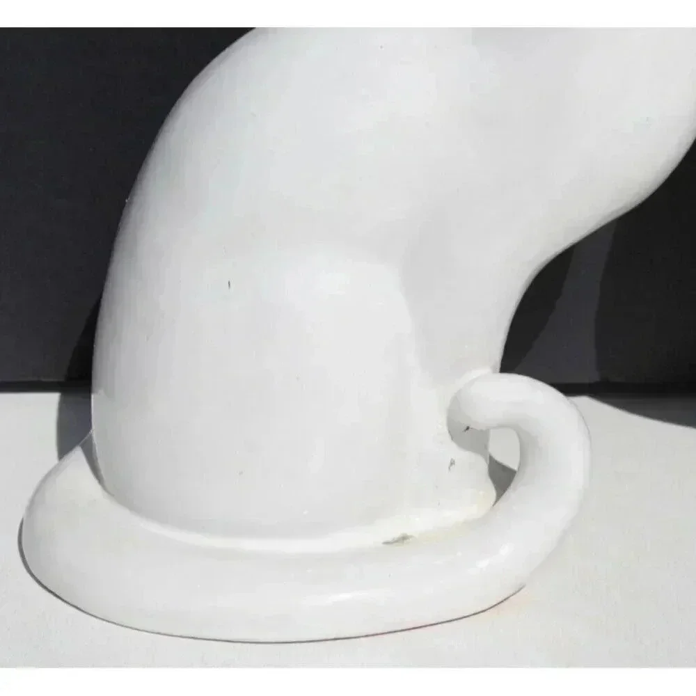 Vtg Ceramic Italian Him / Her White Cats Kitty Pair Set Figurine Sculpture Italy